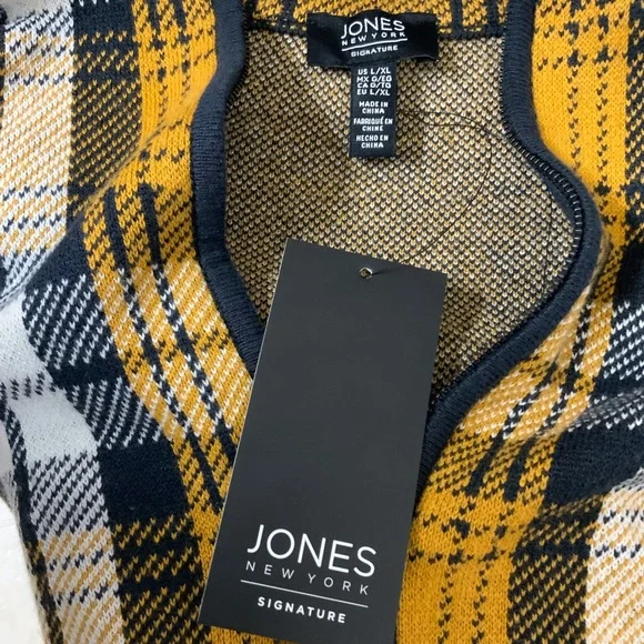 JONES NY SIGNATURE ACCESSORIES TOP. COLOUR - TARTAN PLD MUSTARD. SIZE- L / XL - Picture 10 of 12